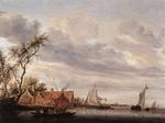 Salomon Van Ruysdael - Сцена с реки Усадьба