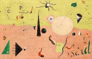 Joan Miro - Джоан Miró- каталонский пейзаж ( охотник ) - (репродукция произведения)
